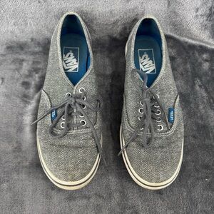 Vans Off The Wall Gray Tweed Herringbone Canvas Sneaker Men's 5.5 Women's 7